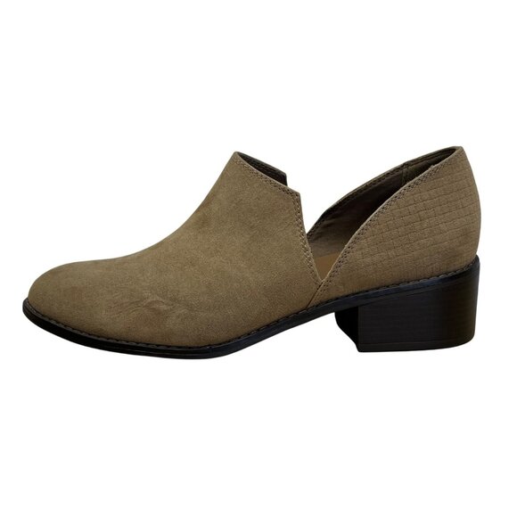 Xappeal Gemini Women’s Taupe Faux Suede Slip-On Block Heel Ankle Shoes Size 10 - Picture 3 of 8